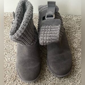 UGG Charcoal Suede Boots with Knit Cuff
